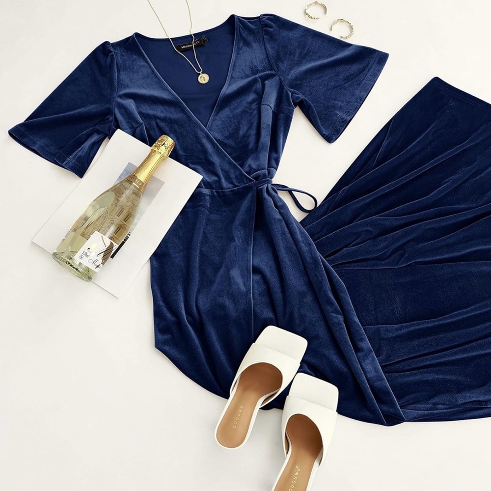 Velvet Wrap Maxi Dress